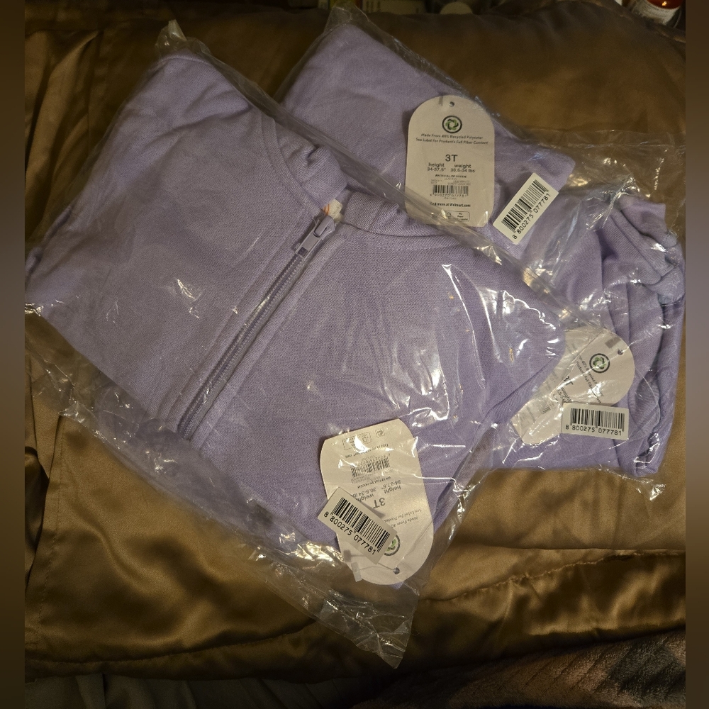 Lavender Little Girls Zip-Up Hoodie By Wonder Nation, Size 3T, NWT - Picture 2 of 4